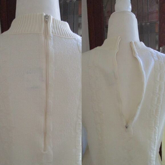 80s/90s Bay Harbour Cream Mock Neck Sweater Zip Back Knit Size M Coastalchic - Picture 14 of 16